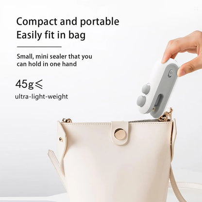 Remifa® Mini snack bag sealing machine,2 in 1 heat USB rechargeable snack bag selaer,plastic Electric bag sealers, keep food fresh. Portable Sealer Picnics