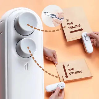 Remifa® Mini snack bag sealing machine,2 in 1 heat USB rechargeable snack bag selaer,plastic Electric bag sealers, keep food fresh. Portable Sealer Picnics