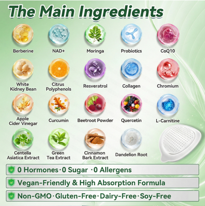 Certified by the U.S. Food and Drug Administration (FDA)🥰| GFOUK® Moringa · Berberine × NAD+ 10-in-1 Advanced Nano Microneedle Patch |🐧Backed by science | 10-in-1 formula | Results in 7 days🥕