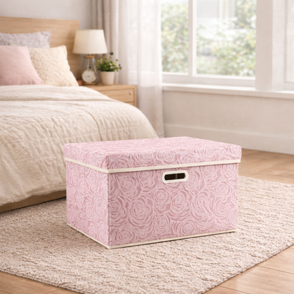 Bepavo® Stylish Collapsible Fabric Storage Bin with Lid – Large 17.7×11.8×11.8 Inch Organizer Box for Closet, Bedroom & Home Storage