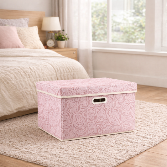 Bepavo® Stylish Collapsible Fabric Storage Bin with Lid – Large 17.7×11.8×11.8 Inch Organizer Box for Closet, Bedroom & Home Storage