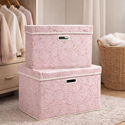 Bepavo® Stylish Collapsible Fabric Storage Bin with Lid – Large 17.7×11.8×11.8 Inch Organizer Box for Closet, Bedroom & Home Storage
