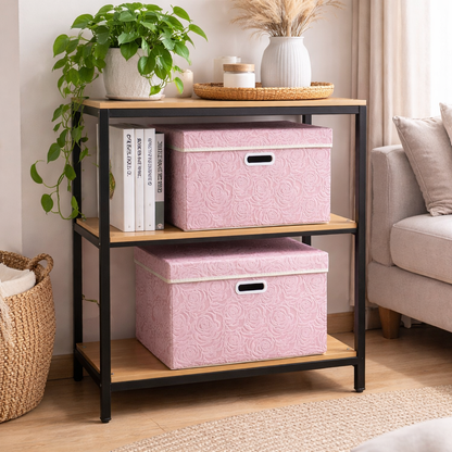 Bepavo® Stylish Collapsible Fabric Storage Bin with Lid – Large 17.7×11.8×11.8 Inch Organizer Box for Closet, Bedroom & Home Storage