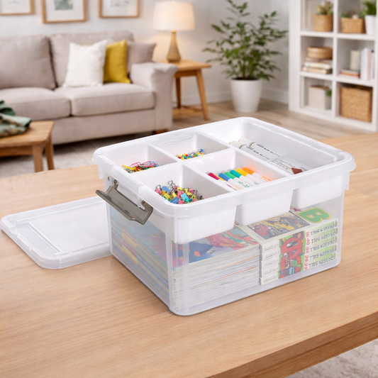 Bepavo® Multi-Purpose Storage Box with Removable Organizers – Versatile Container for Home, Office, and Craft Supplies