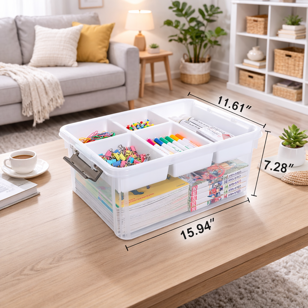 Bepavo® Multi-Purpose Storage Box with Removable Organizers – Versatile Container for Home, Office, and Craft Supplies