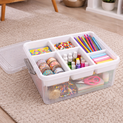Bepavo® Multi-Purpose Storage Box with Removable Organizers – Versatile Container for Home, Office, and Craft Supplies