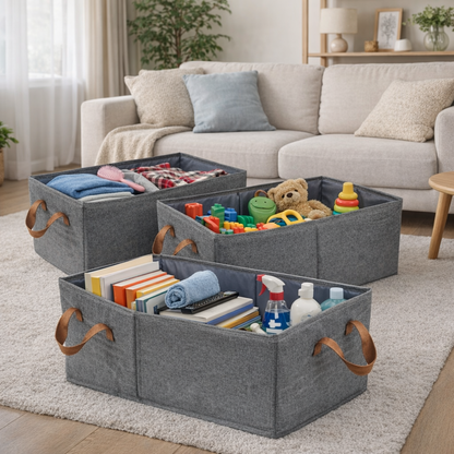 Bepavo® Premium Foldable Fabric Storage Bins – 3‑Pack Large Capacity Organizers for Clothes, Towels & Daily Essentials