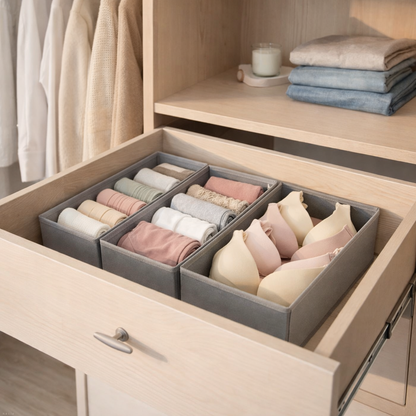 Bepavo® Foldable Drawer Organizer Storage Boxes – Set of 3 Fabric Dividers for Socks, Underwear, Towels & Small Apparel