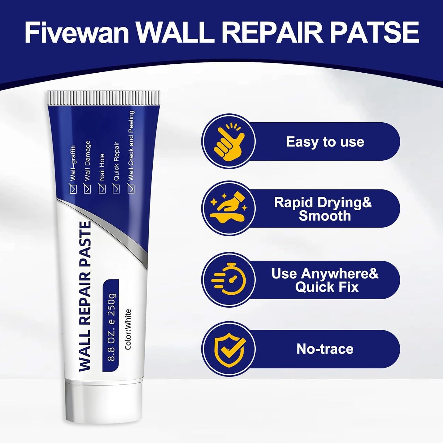 🔥 The Ultimate Wall Eraser Kit: 5-Second Hole Filler, Seamless Drywall & Concrete Repair Paste – Industrial Strength, Quick-Dry, Non-Toxic